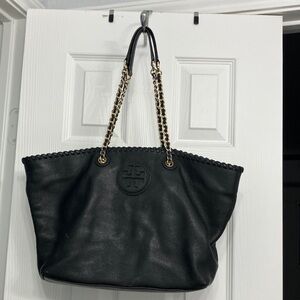 Tory Burch Black Tote with Gold Chain